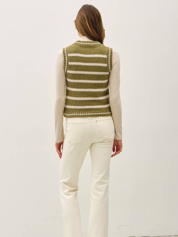 Be Cool - Wholesale Sweater Vest - Women's - WOOL BLEND STRIPED SWEATER VEST 4