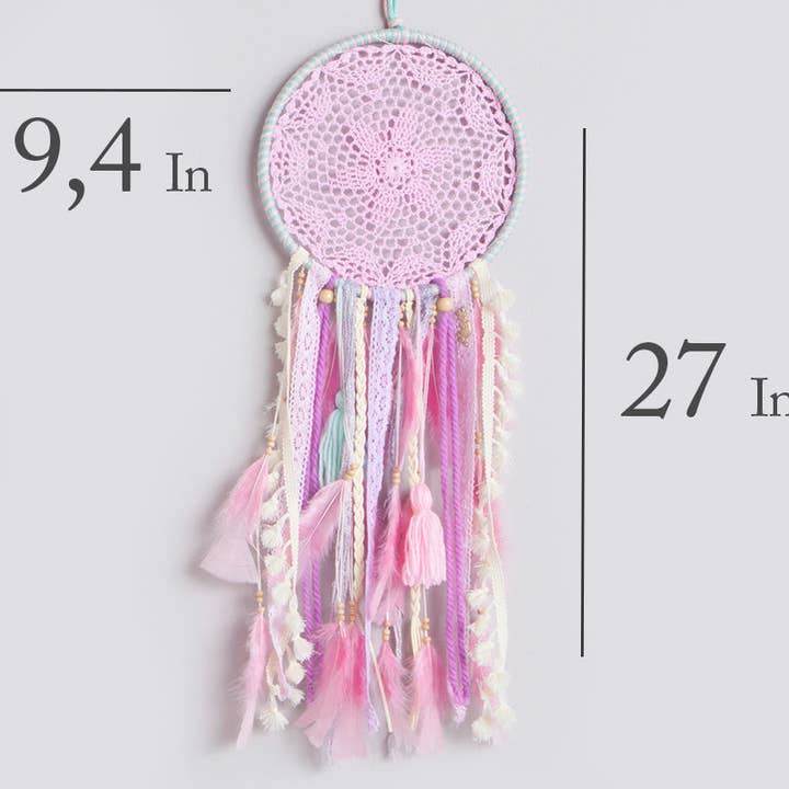 MANIK - Wholesale Dream Catcher - DREAM CATCHER MEDIUM UNICORN PINK BOHO DÉCOR, WALL HANGING