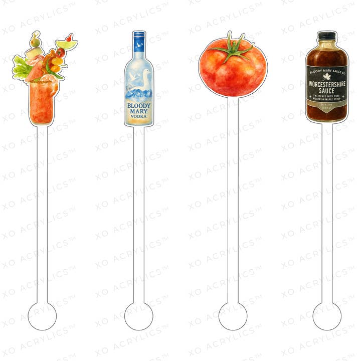 MAKE ME A LOADED BLOODY MARY ACRYLIC STIR STICKS COMBO for wholesale by XO ACRYLICS | ACRYLIC STICKS