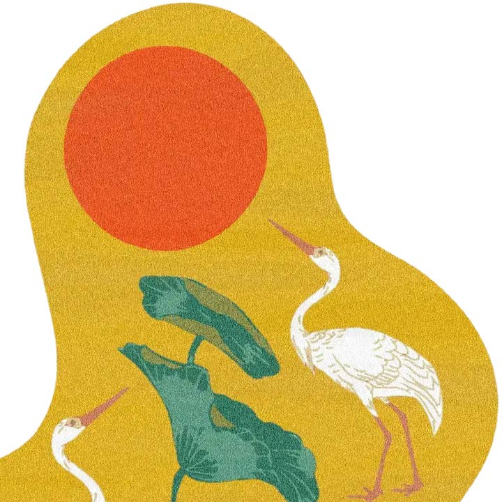 Maia Homes - Wholesale Area Rug - Cranes and Lotus in a Sunny Pond Hand Tufted Rug4