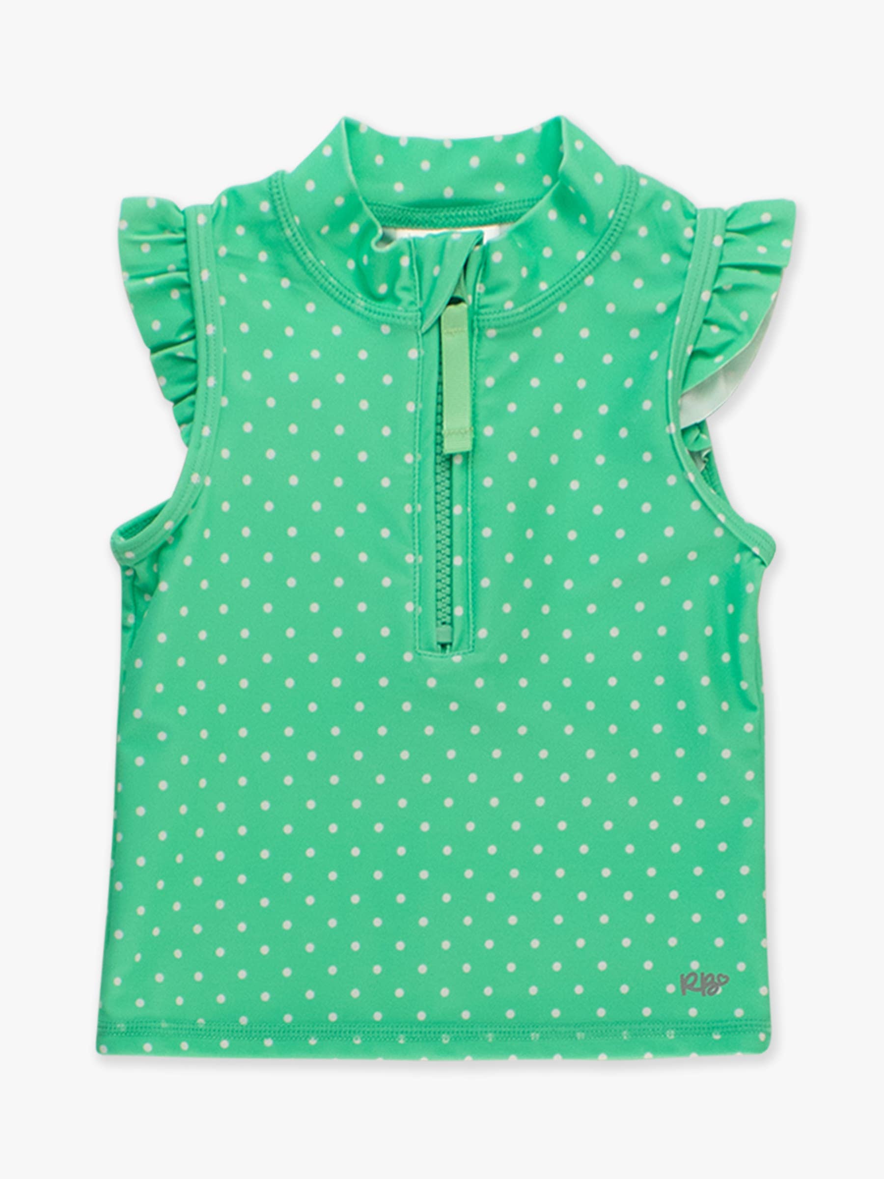 Verde Top Ativo Sem Mangas com Fecho e Folho de Primavera para Meninas com Micro Pontos para venda a revendedores na Faire8