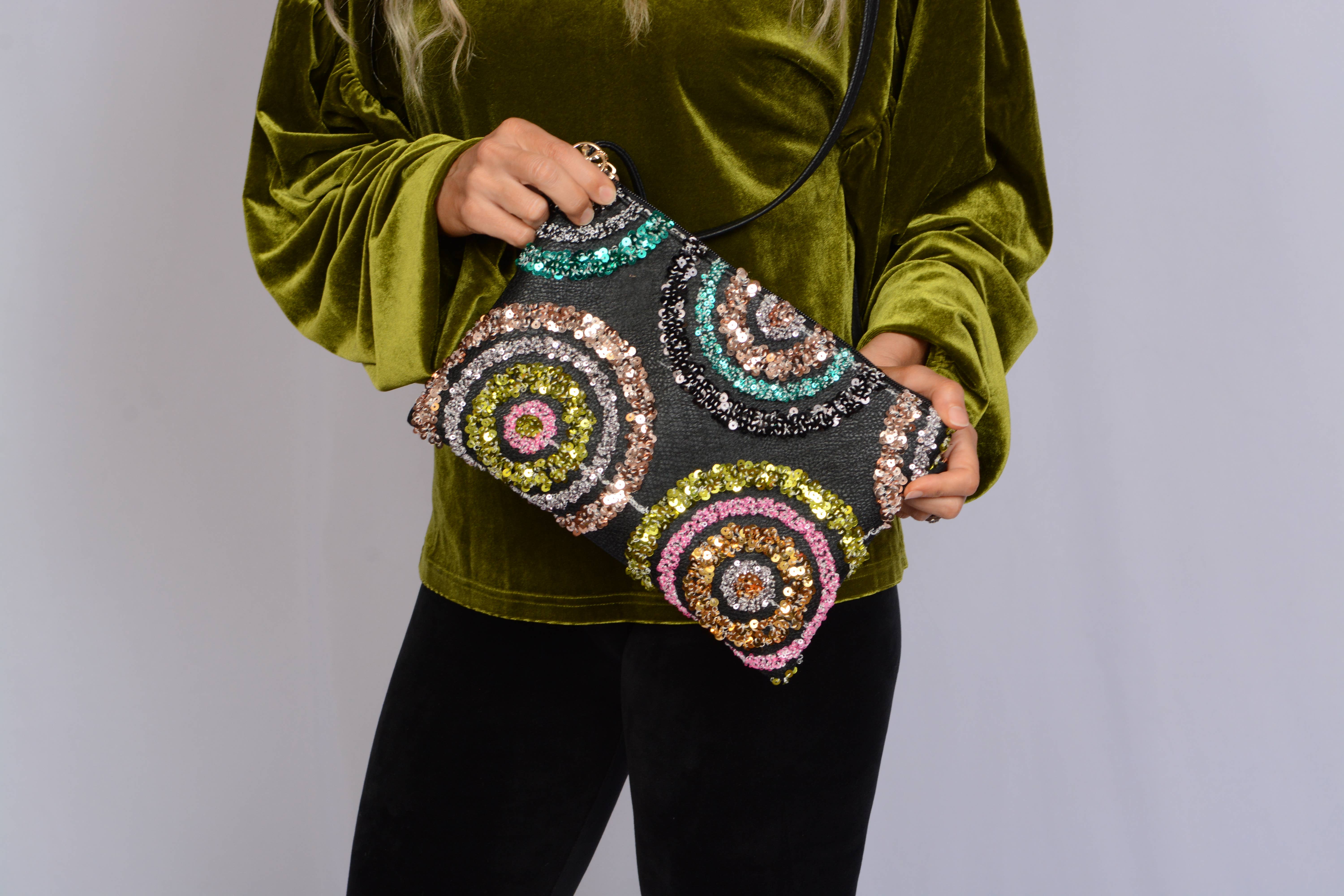 Kaleidoscope Accessories - Vente Sac à bandoulière – femme - Sac à bandoulière en sequins et cuir végétalien, 4 assortiments0