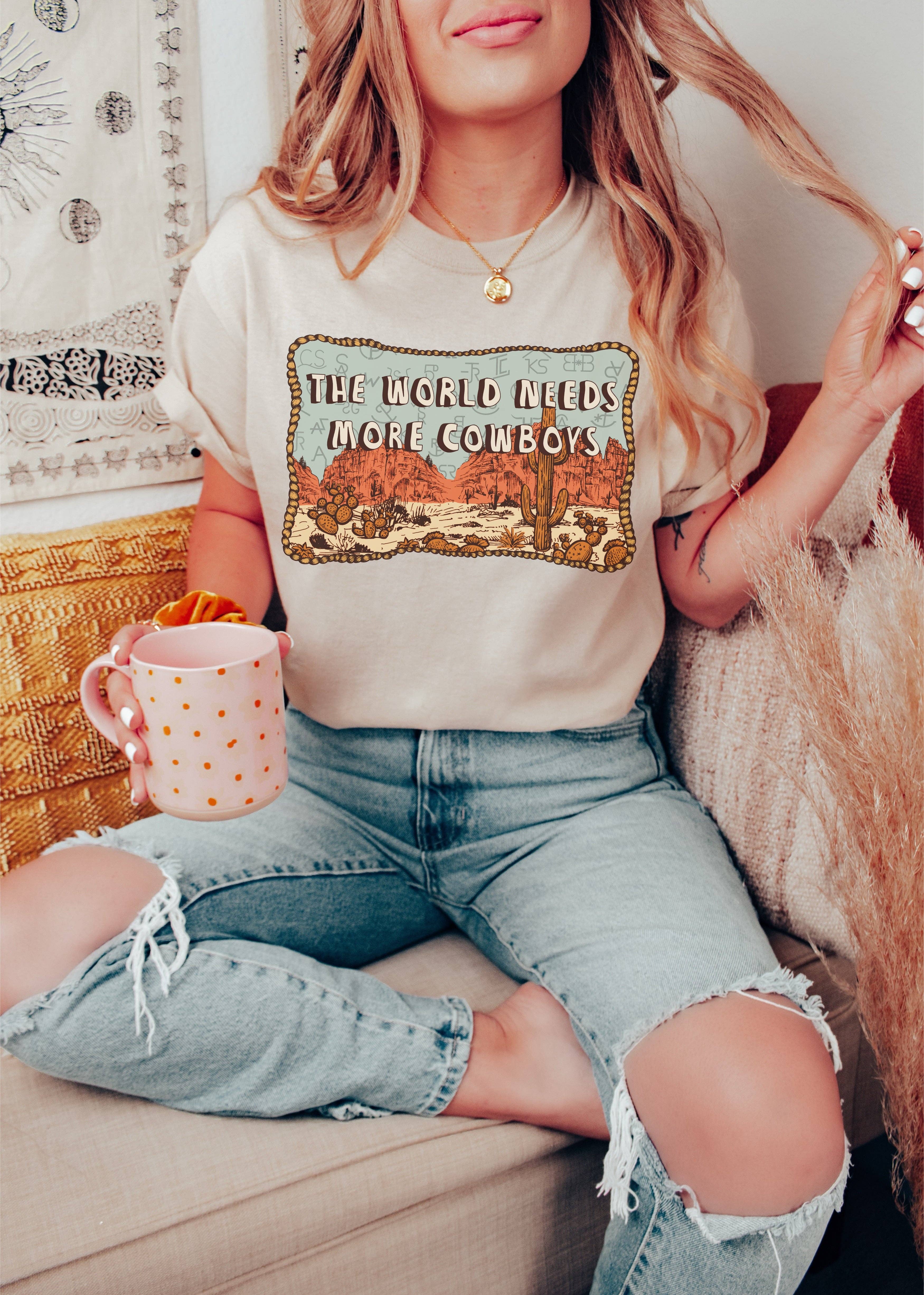 Highland Cactus - Vendita all'ingrosso Maglietta stampata - Donna - Il mondo ha bisogno di più cowboy0