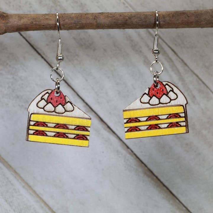 Strawberry Shortcake Wooden Dangle Earrings for wholesale by Cates Concepts