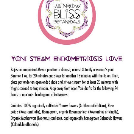 Rainbow Bliss Botanicals – Engroshandel Sundheds-/detox-te – Yoni Steam: Endometriose Love