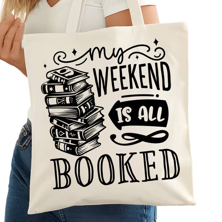 My Weekend is All Booked Bookish Tote Bag – Reading Tote for Book Lovers – Book Reader Bag - Romance Reader Tote - Book Store for wholesale by Purely Bookish