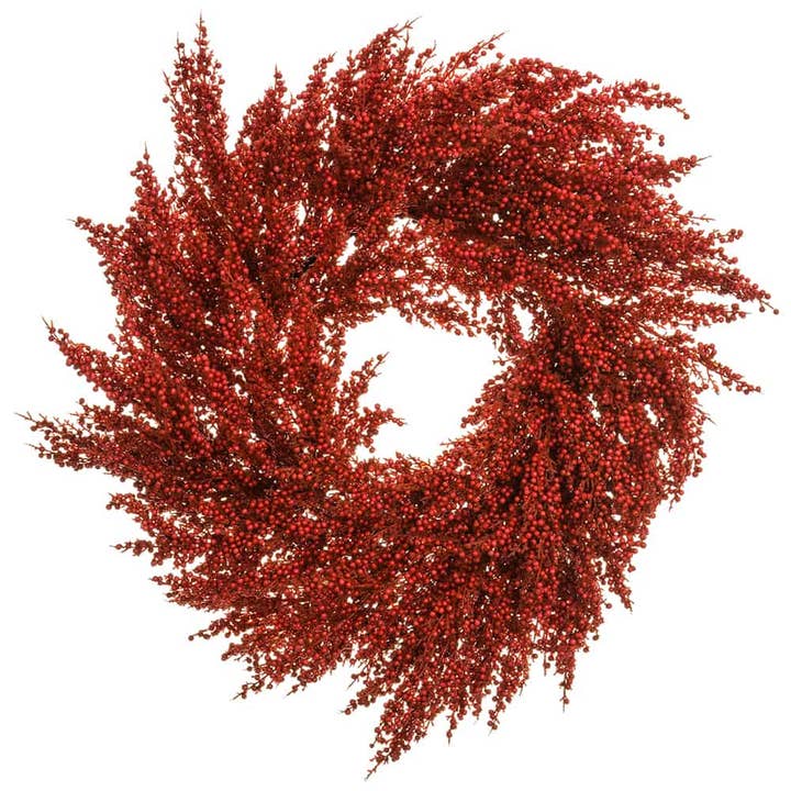 24" Berry Wreath Red for wholesale by Silk Flower Depot