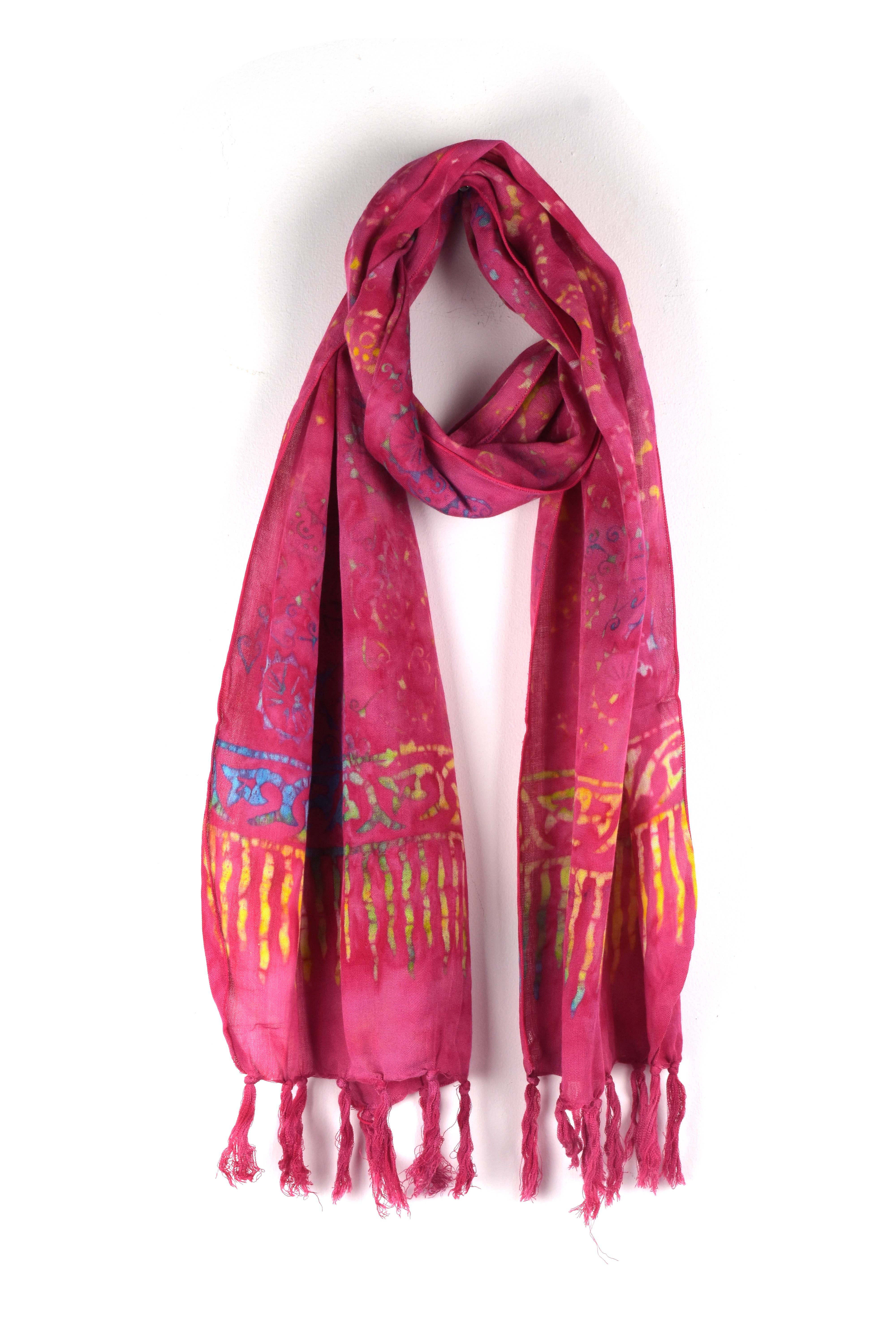 Nusantara Inc. - Wholesale Scarf - Women's - Rayon Batik Scarf - 98781 A-C (Knotted  Fringe)32