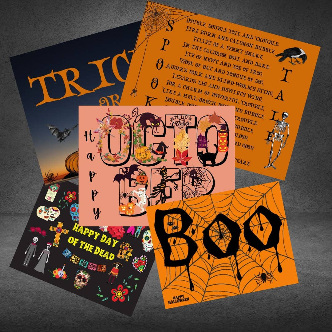Piles of Postcards - Wholesale Ansichtkaartset - Halloween-ansichtkaartenbundel - 8 stuks0