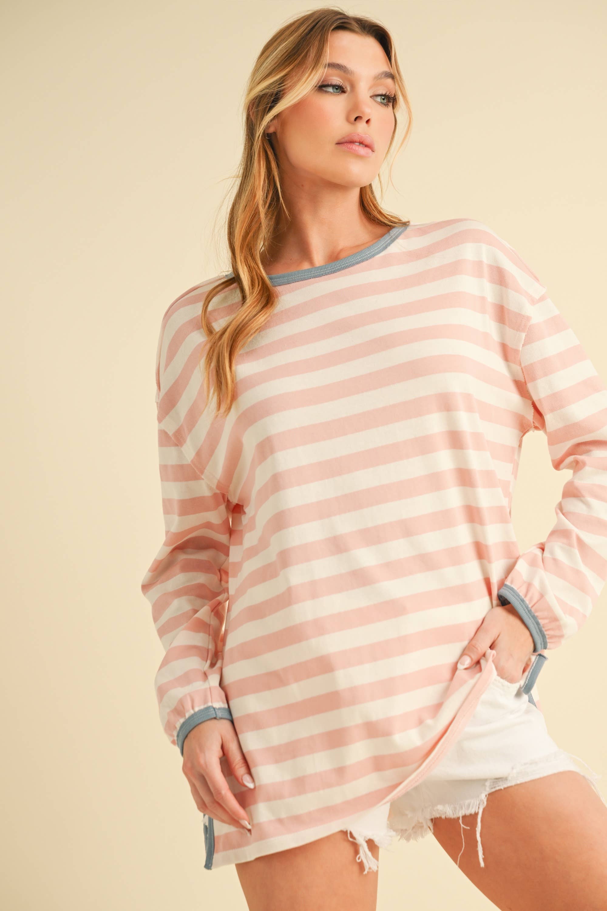 AEMI + CO - Wholesale Knit Top - Women's - 8433FN Onida Stripe Top17
