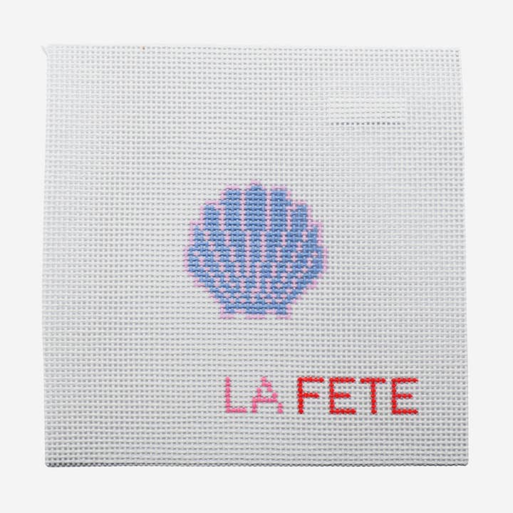 La Fete Needlepoint - Vente Accessoire de broderie/point de croix - Coquillage Pailleté Toile à Broder Peinte à la Main0