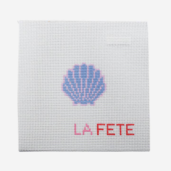 Glitter Seashell Hand Painted Needlepoint Canvas for wholesale by La Fete Needlepoint