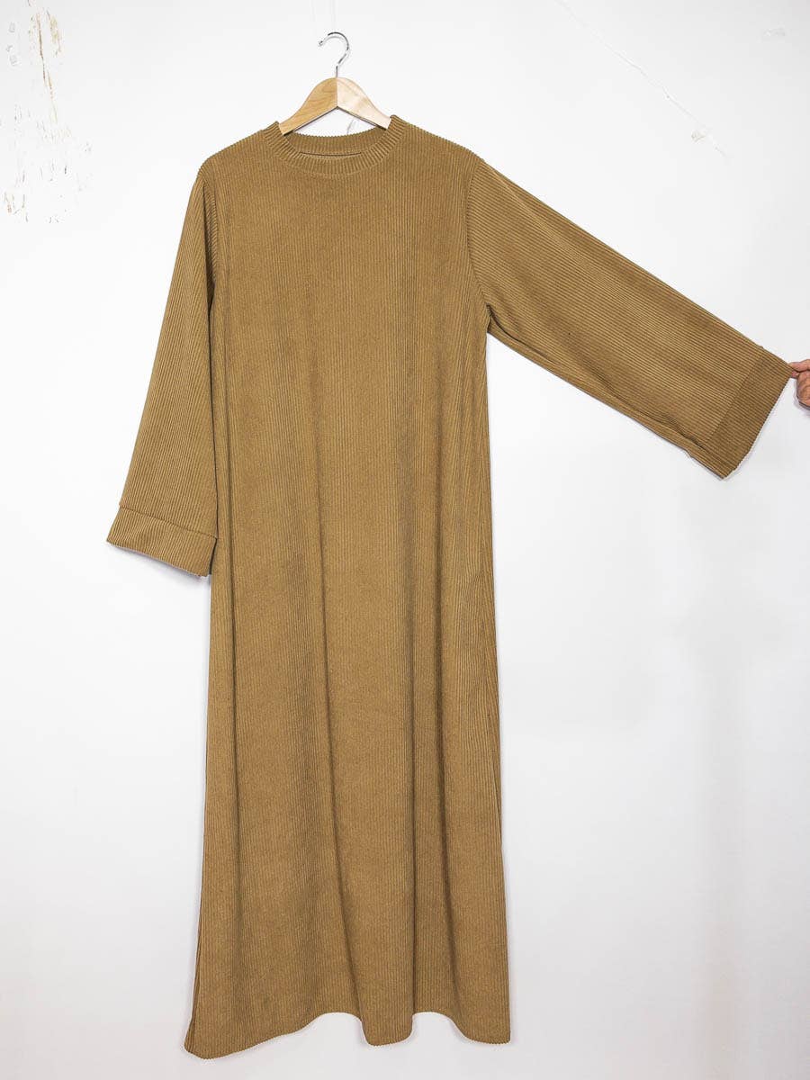 IDEAL OUTFIT - Vente Robe – femme - Abaya longue ref:2393B-côtelé5