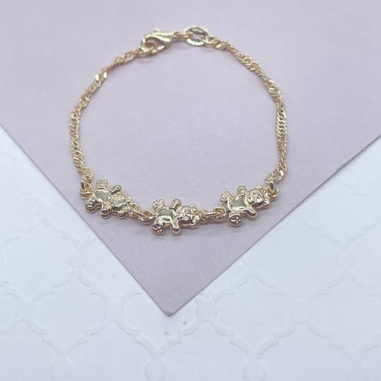 Teddy Bear Engraved Link Kids Bracelet for wholesale by Milie