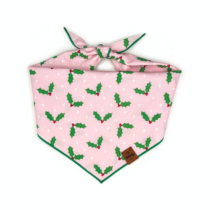 The Cheery Pet - Wholesale Pet Bandana - Dog - Holly Pet Bandana - Pink