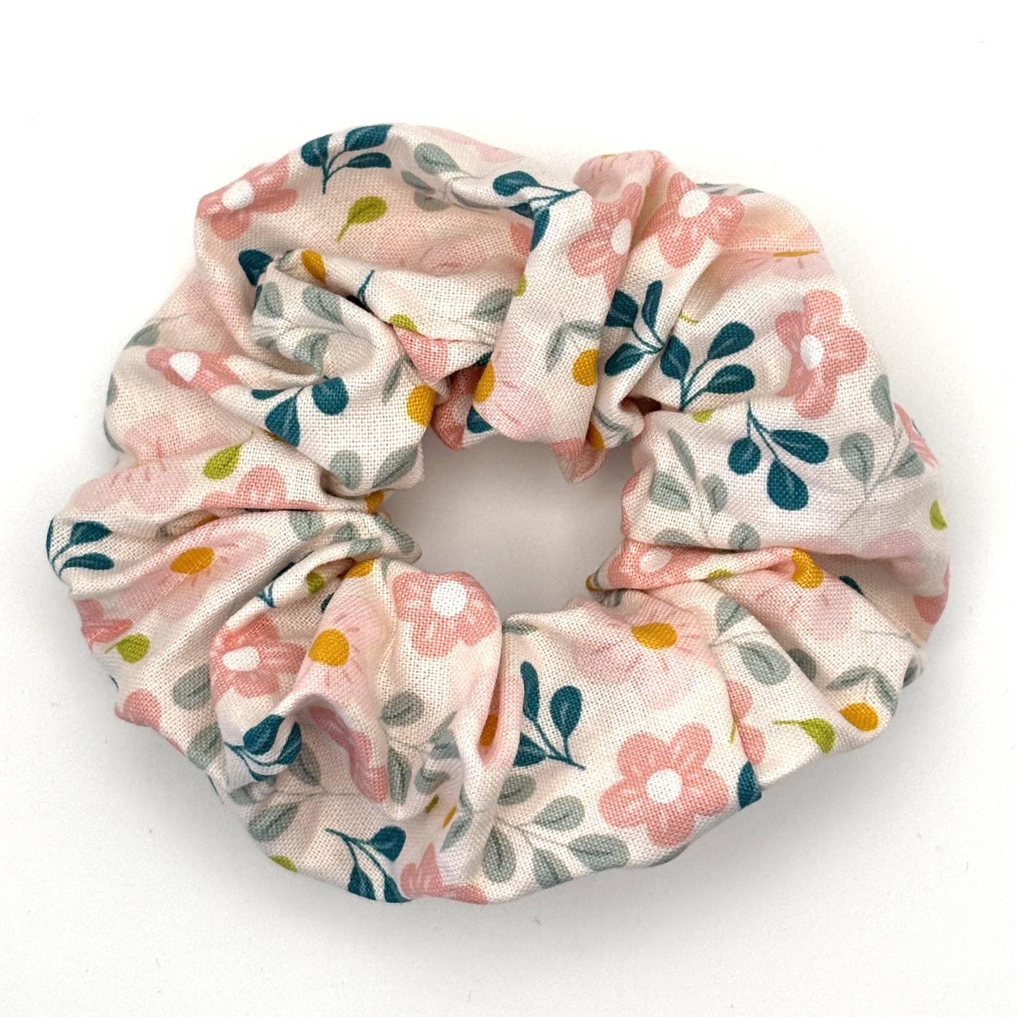 QuietJoy - Wholesale Scrunchie - Women's - Pink Floral Cotton Handmade Scrunchie2
