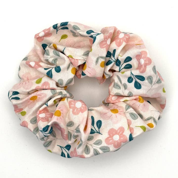 QuietJoy - Wholesale Scrunchie - Women's - Pink Floral Cotton Handmade Scrunchie2