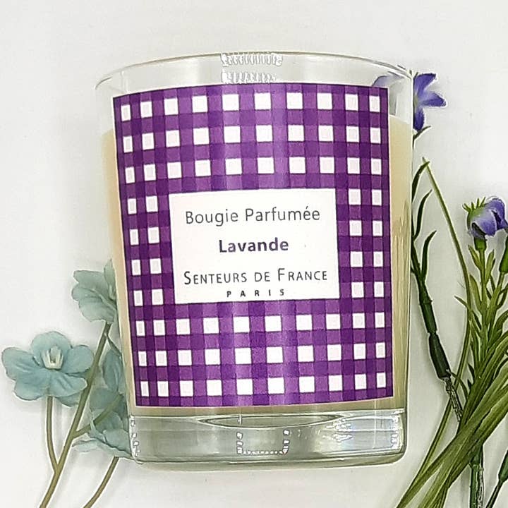 Vichy lavender scented candle for wholesale by Senteurs De France
