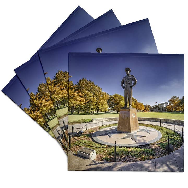3dRose - Wholesale Coasters - 3dRose, Eisenhower military statue in Abilene Kansas, Coaster