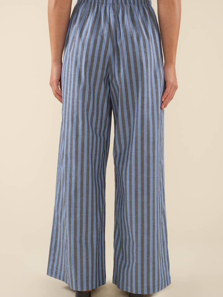 Blue Grey Rio Striped Boxer Pants - Plus Size for wholesale on Faire
