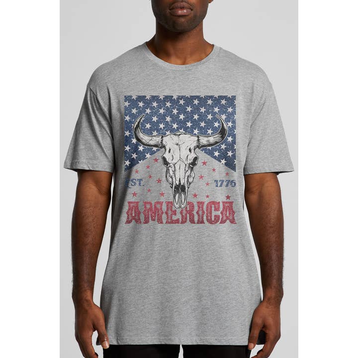 Totenkopf-T-Shirt mit Marlboro-Thema zum 4. Juli für den Großhandel von Bella Me