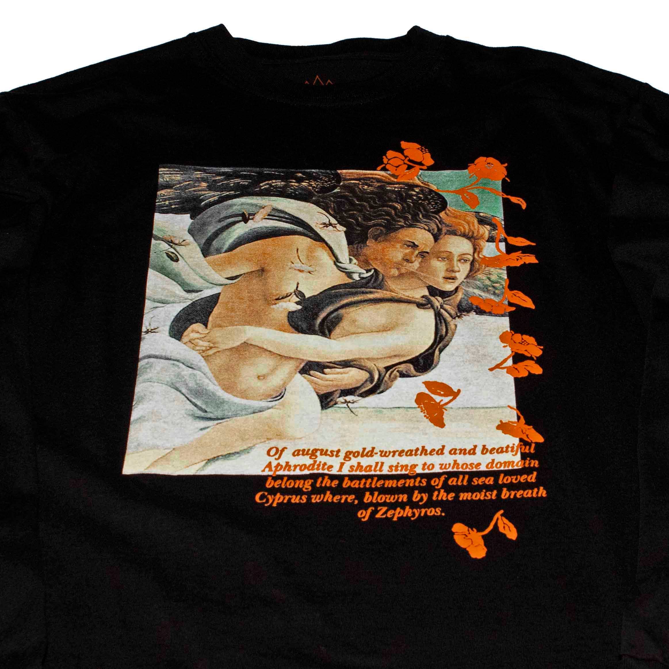 Black Aphrodite Puffy Ink Long Sleeve Graphic Tee for wholesale on Faire2