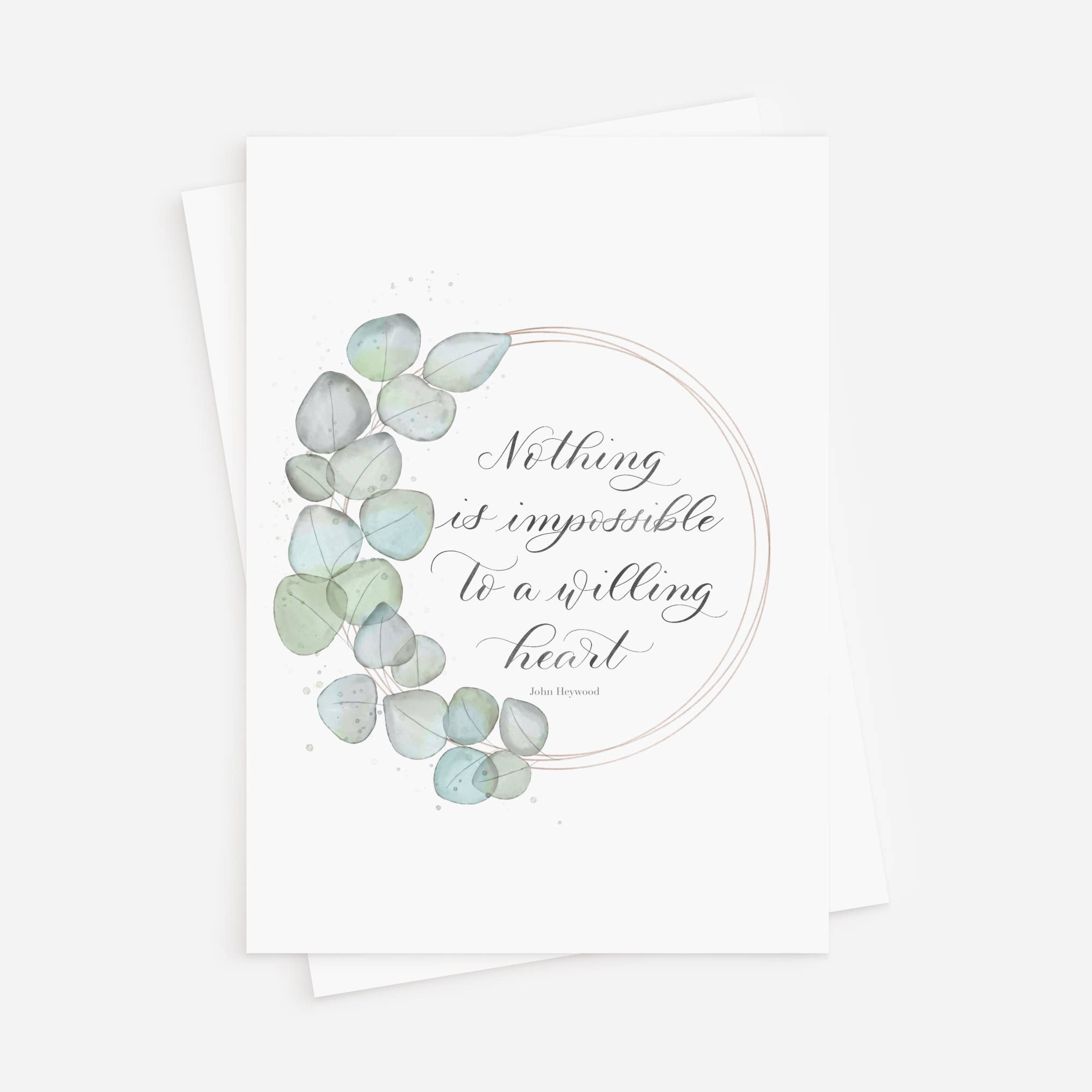 Blue Skies Lettering - Wholesale Everyday Greeting Card - "Nothing is Impossible to a Willing Heart" Note Card0