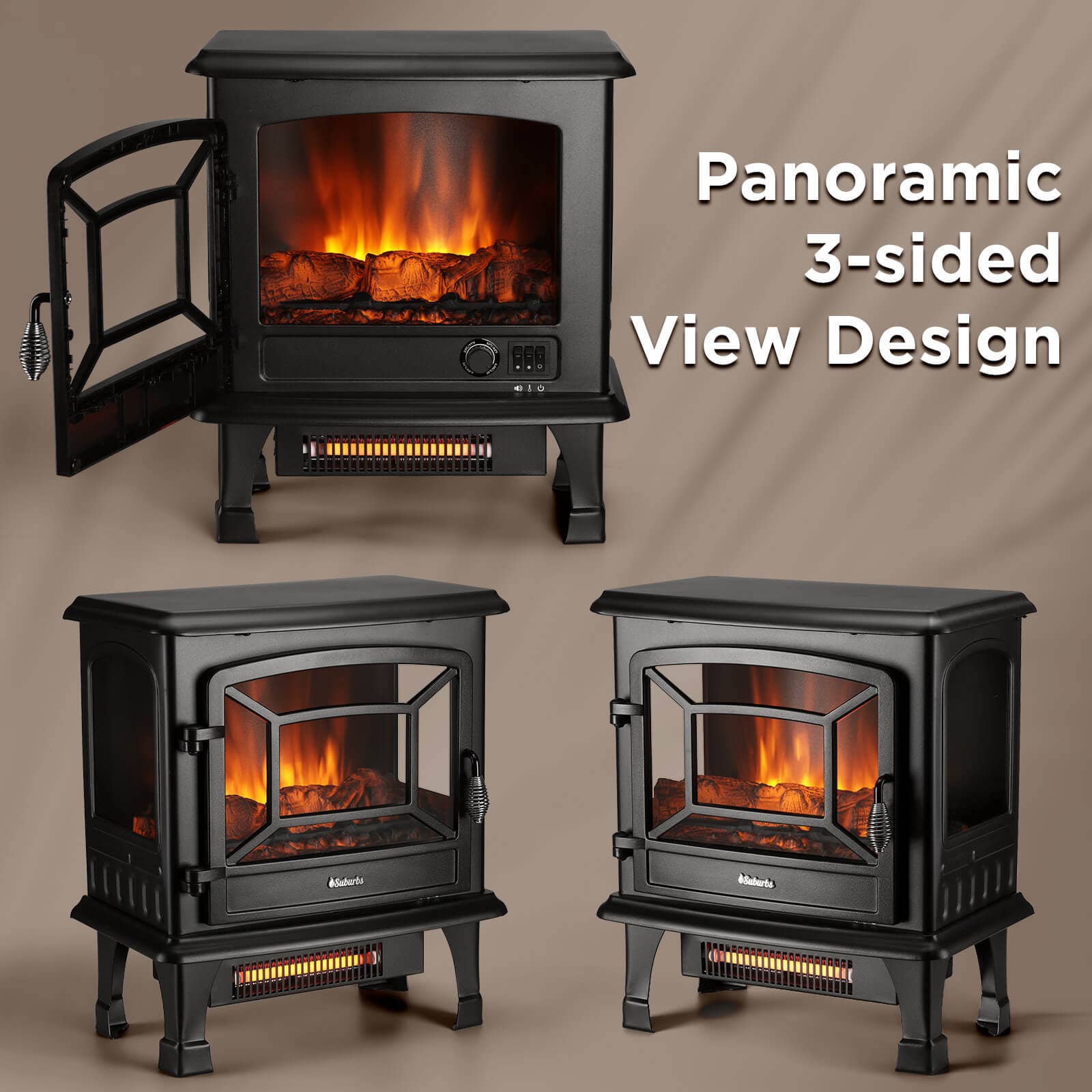 TURBRO - Wholesale Fireplace Screen - Suburbs TS20-SD Electric Fireplace Stove Heater with Sound6