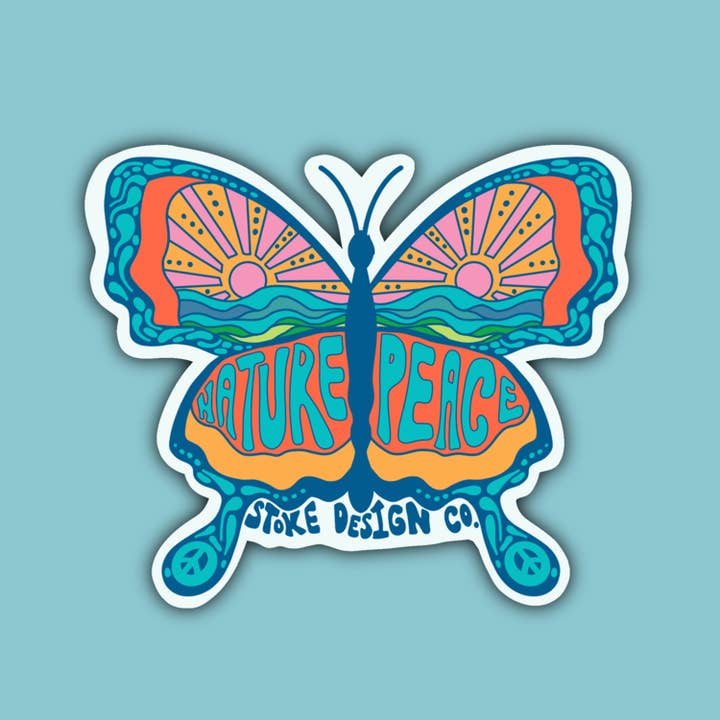 NATURE IS PEACE BUTTERFLY STICKER for wholesale by Stoke Design Company