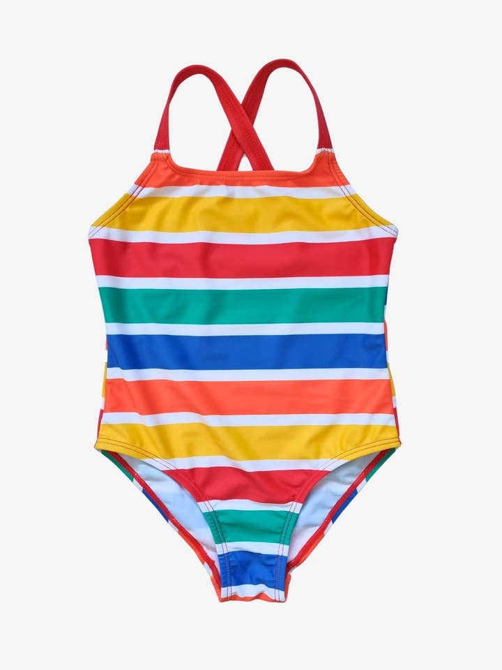 Children's swimsuit with happy stripes, UV protection UPF 50+ für den Großhandel von Toby Tiger GmbH