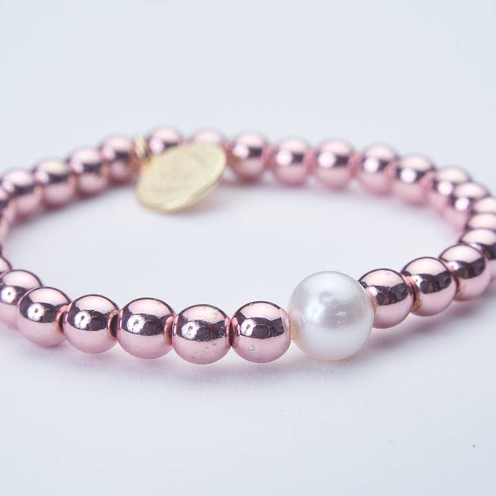 Roségouden parel Big Rock armband voor wholesale door Wendy Perry Designs