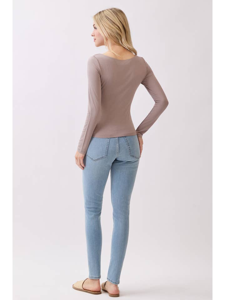 Final Touch - Wholesale Knit Top - Women's - Double Layered Square Neck Basic Top - T171094