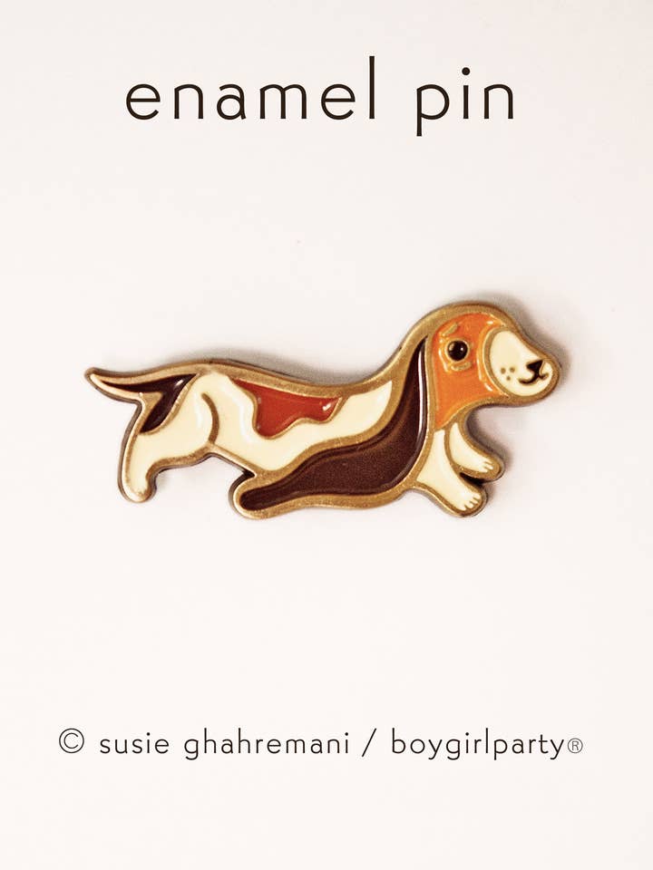 Basset Hound Enamel Pin – Dog brooch by boygirlparty for wholesale by Boygirlparty