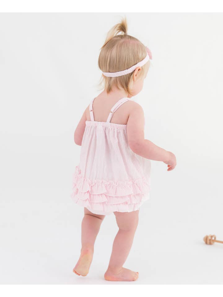 Baby Girls Pink Seersucker Bow Front Bubble Woven Romper
for wholesale on Faire3