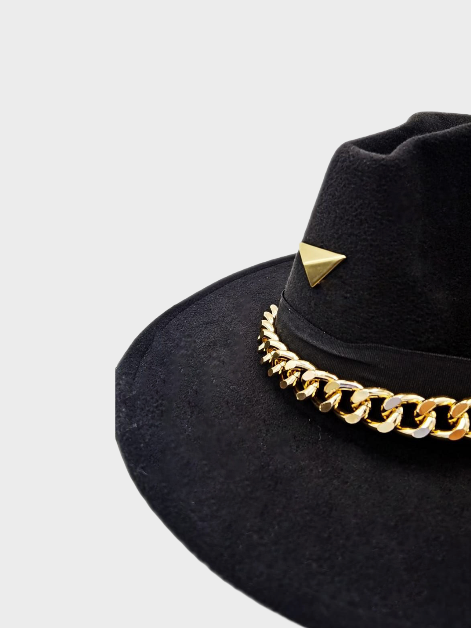 lucas giordani - Wholesale Fedora - Dames - Hoed met brede rand, goudkleurig met Lucas Giordani-logo en omliggende ketting1