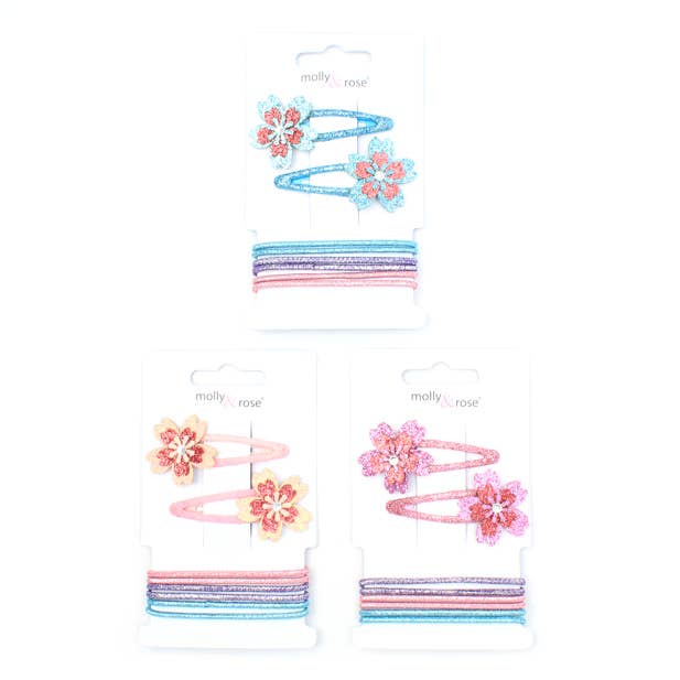 Flower sleepies with glitter elastics set for wholesale by Inca UK