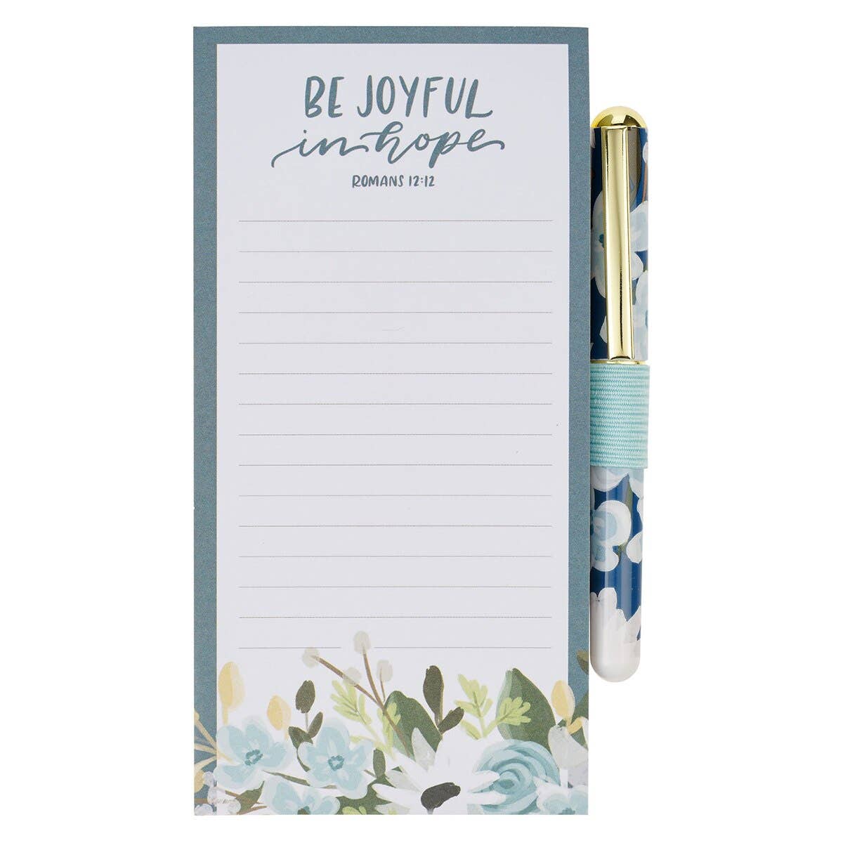 Christian Art Gifts - Wholesale Notepad - Magnetic Shopping List w/pen Be Joyful in Hope Rom 12:122
