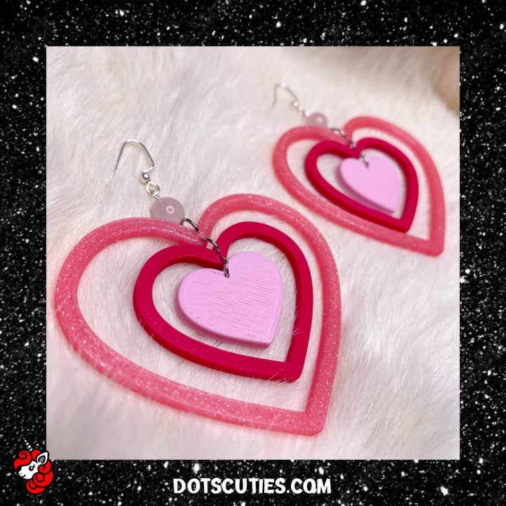 Heart Dangle Earrings | Love, Valentine's Day, cute, kawaii, for wholesale by Dot's Cuties