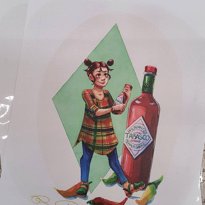 "Hot Sauce" Signed Art Print 9" × 12" archival quality for wholesale by Nattosoup Studio