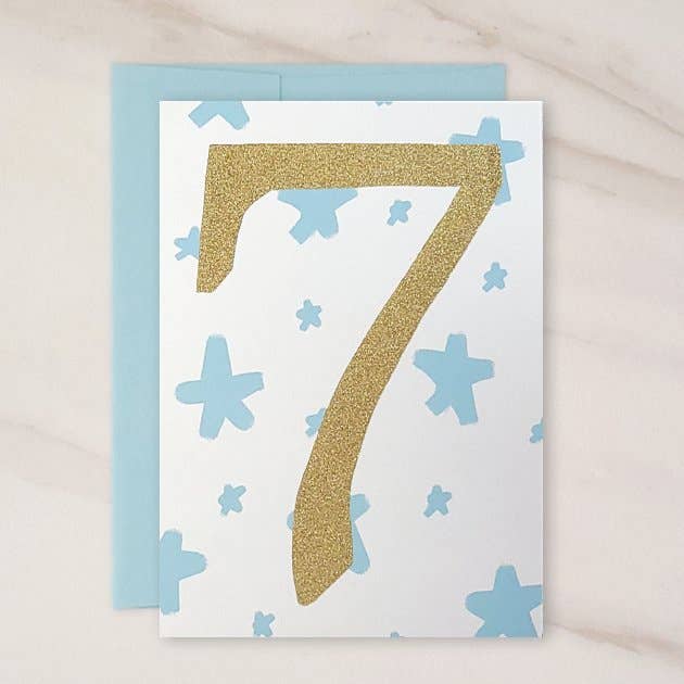 NUMBERS COLLECTION - 7 Year Old Blank Birthday Card for wholesale by Wholesalegreetingcards.co