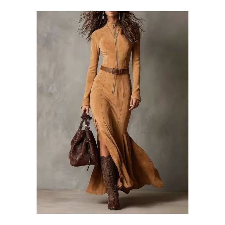 Sheer Trend - Wholesale Coat - Women's - Double-Faced Cashmere Zip-Up Collar Coat Autumn Fashion7