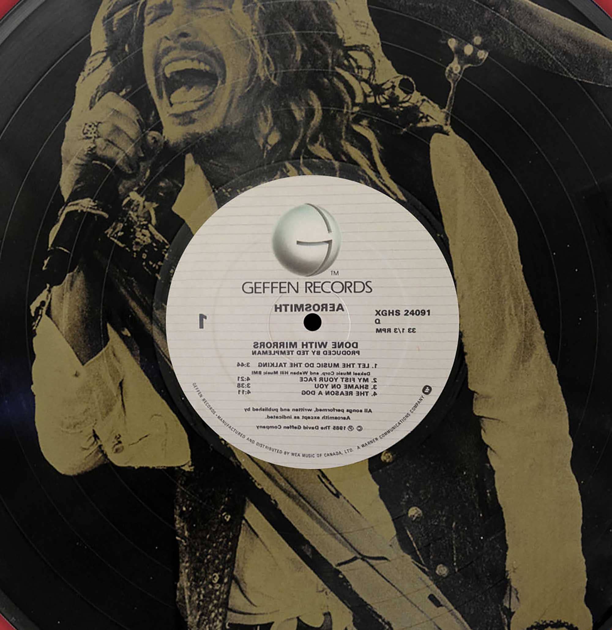 Gold Record Outlet - Wholesale Wall Accent - Aerosmith Framed Black Vinyl Etched LP Shadowbox1