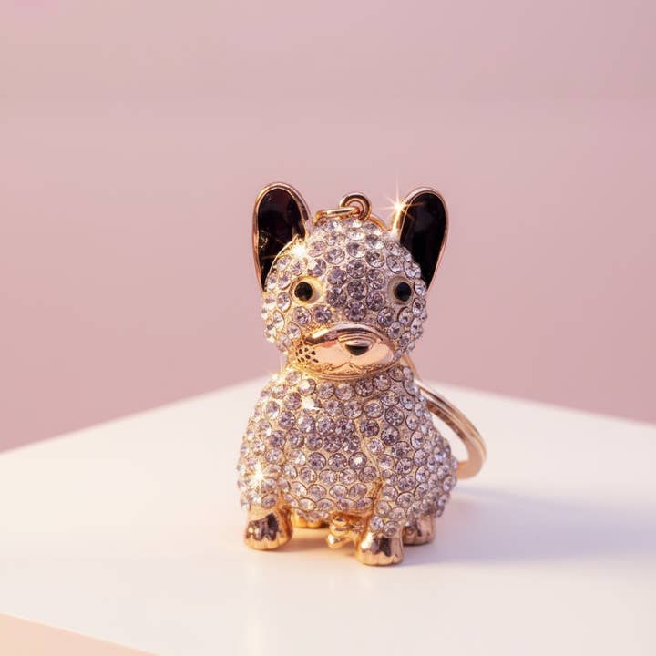 Arya Jewellery Wholesale - Wholesale Keychain – Women's - French Bulldog Crystal Dog Key Ring & Bag Charm1