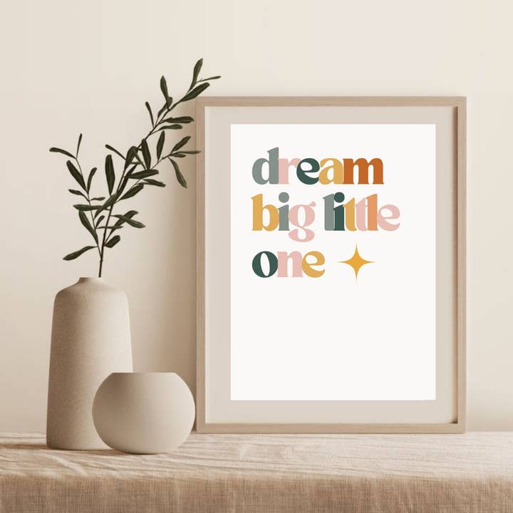 Adventures of Betty – wholesale Art print – Kids & baby – Dream Big Little One Rainbow Nursery Print0