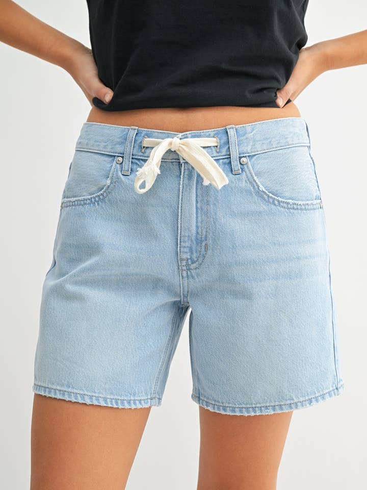 DH822N - LT - Lightweight Tie Waist Longer Short for wholesale by JBD