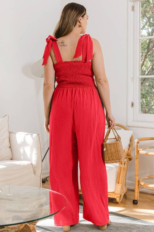 Oddi - Wholesale Jumpsuit - Dames - Plus Bodice Solid Jumpsuit met gesmokte pasvorm1