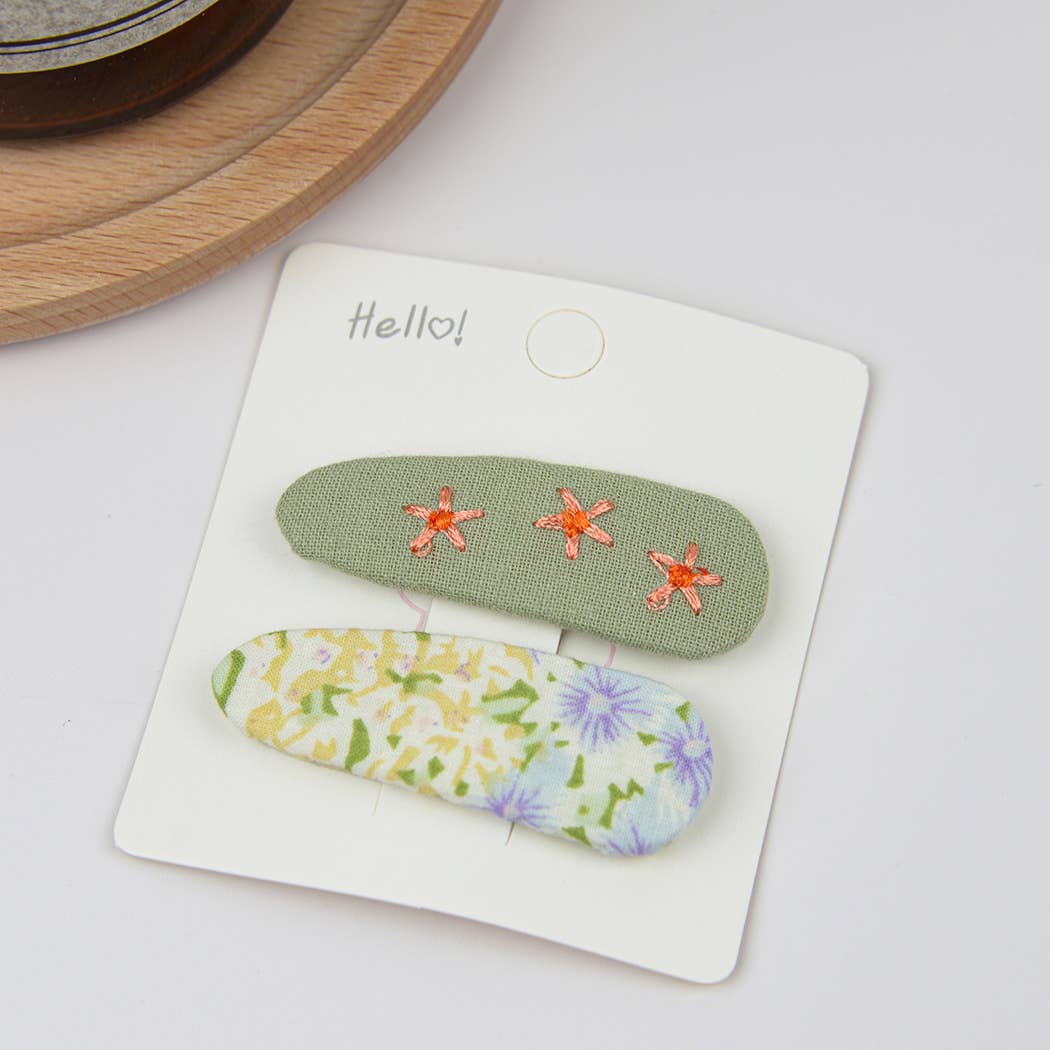 TheDivaSoap - Wholesale Hair Clip - Kids - Embroidered Floral Snap Hair Clips Set6