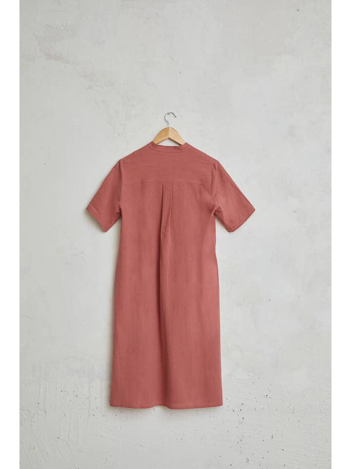 Cottyfish - Wholesale Jurk - Dames - Tuniekjurk candy roze met mandariinnek en V-hals2