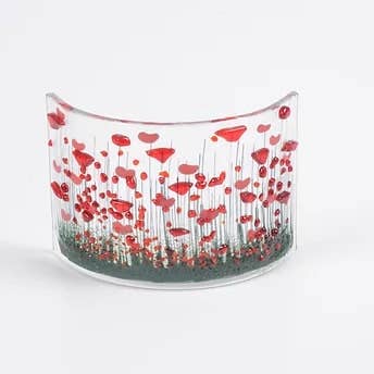 Handmade Fused Glass - Poppy Curve for wholesale by Pam Peters Designs