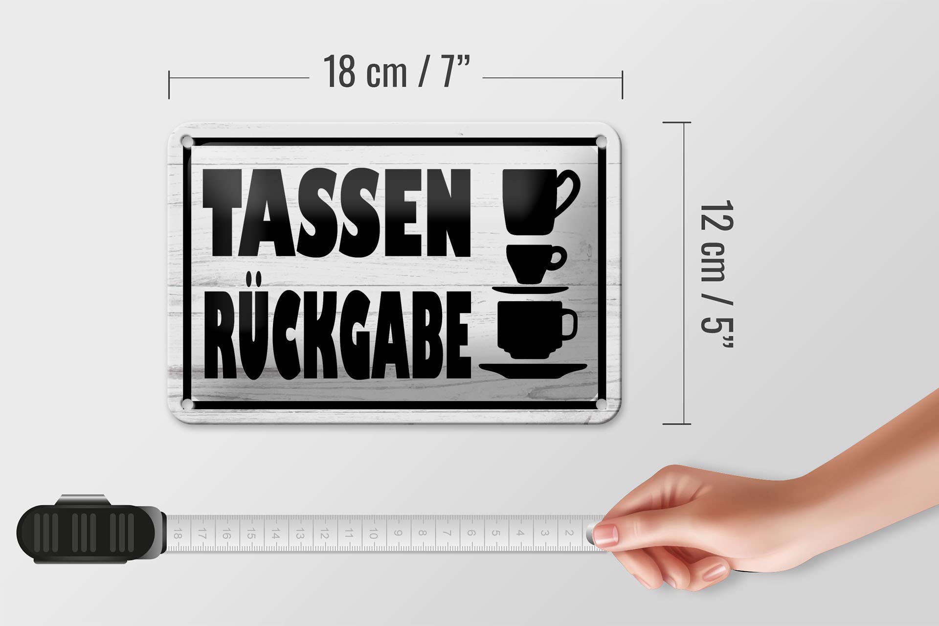 Femer – wholesale Sign – Tin sign note 18x12cm Mugs return3